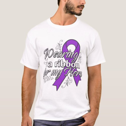 Pancreatic Cancer Wearing a Ribbon for My Hero T_Shirt