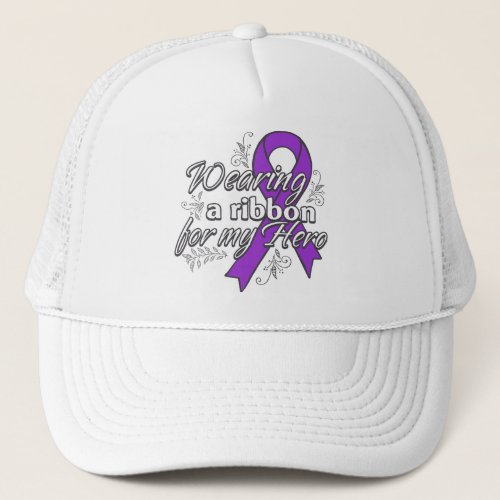 Pancreatic Cancer Wearing a Ribbon for My Hero Trucker Hat