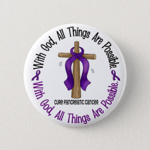 Pancreatic Cancer WITH GOD CROSS 1 Pinback Button