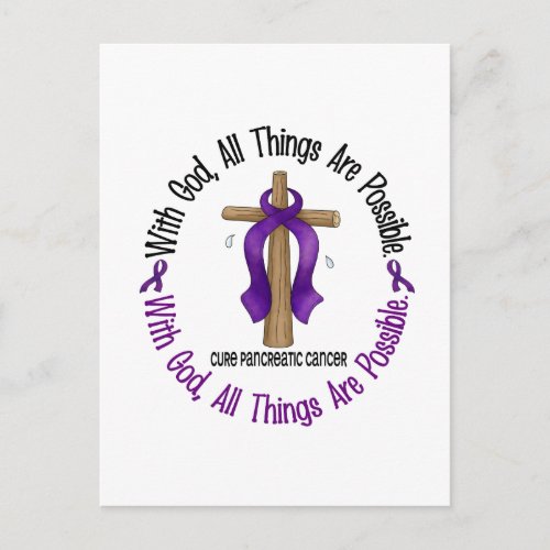 Pancreatic Cancer WITH GOD CROSS 1 Postcard