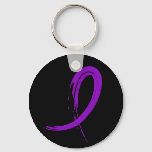 Pancreatic Cancers Purple Ribbon A4 Keychain