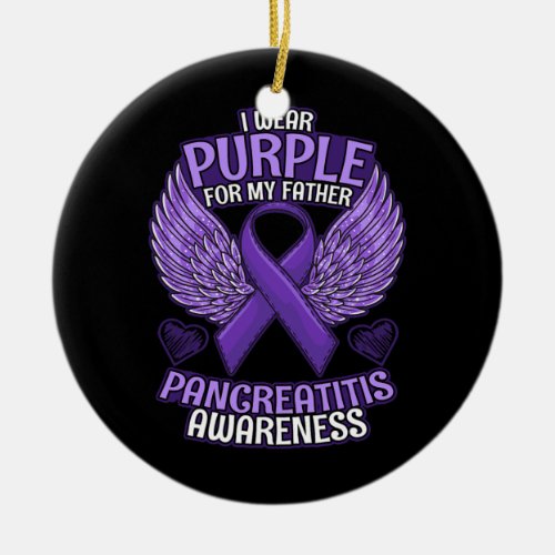 Pancreatitis Awareness Father Support Purple Ceramic Ornament