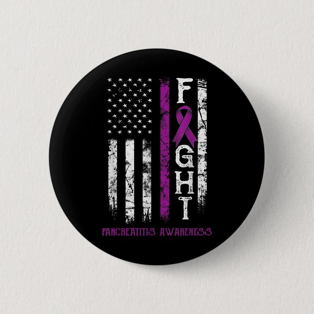 Pancreatitis Warrior Us Flag  Button (Front)