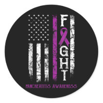 Pancreatitis Warrior Us Flag  Classic Round Sticker