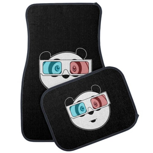 Panda _ 3D Glasses   Car Floor Mat