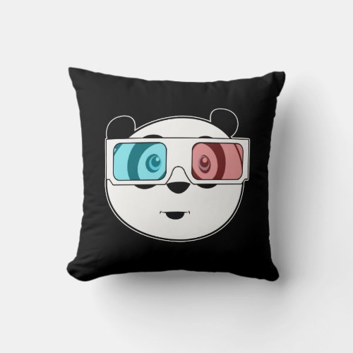 Panda _ 3D Glasses  Throw Pillow