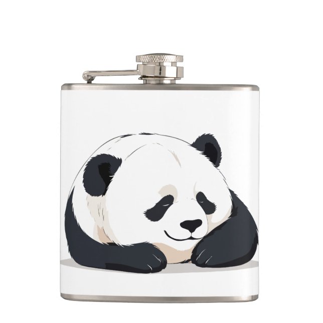 Panda Adorable Cute Animal Sleeping Relaxing Calm Flask (Front)