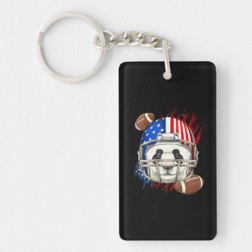 Panda American Football Panda Lovers USA Flag Keychain