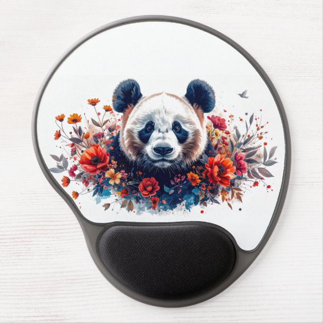Panda Amongst Flowers Gel Mouse Pad (Front)