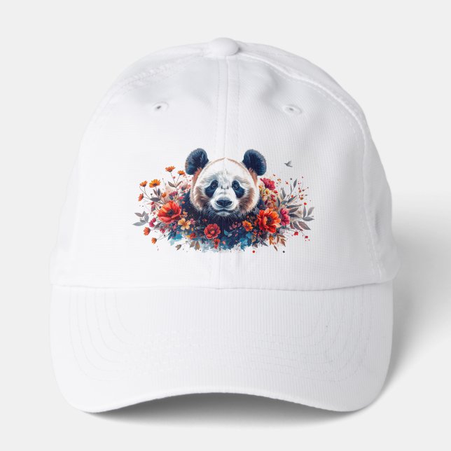 Panda Amongst Flowers Performance Cap (Front)