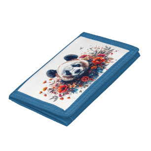 Panda Amongst Flowers Tri-fold Wallet