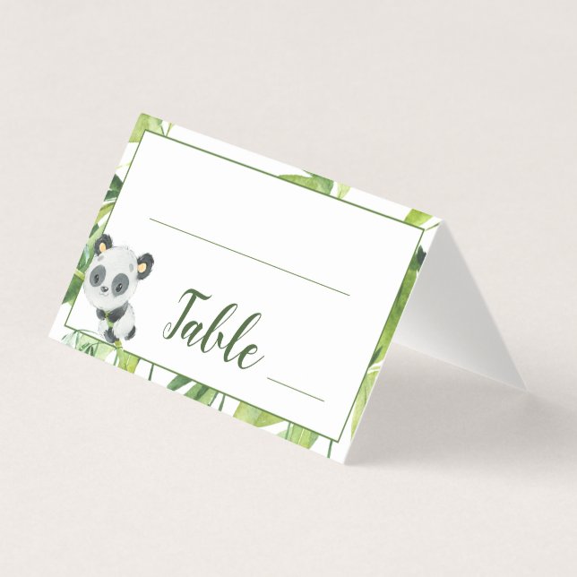 Panda and Bamboo Baby Shower Birthday Table Number (Front)