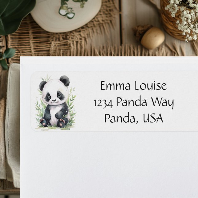 Panda and Bamboo Envelope Label (Panda and Bamboo Address Label)