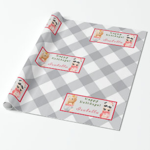 Panda and Bear Customize Text and Name Wrapping Paper