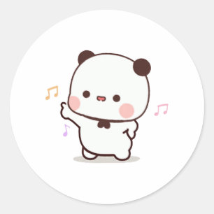 Panda And Brownie Bear Couple Classic Round Sticker