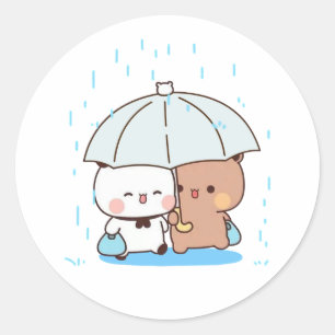 Panda And Brownie Bear Couple Classic Round Sticker