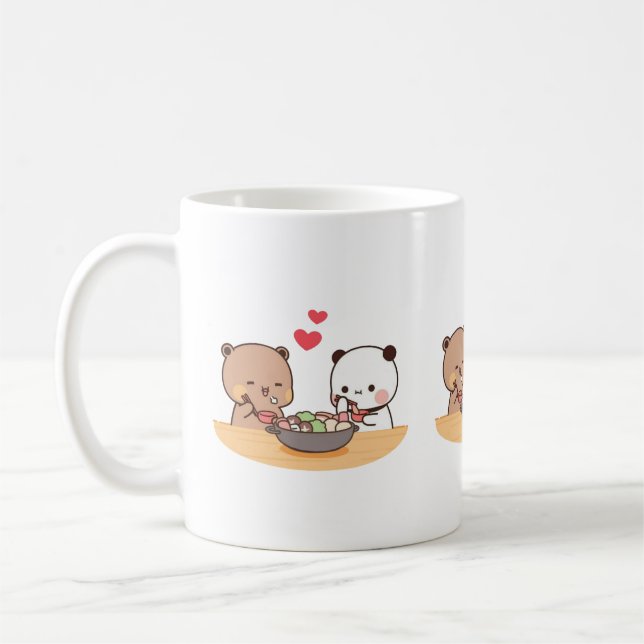 Panda And Brownie Bear Couple  Coffee Mug (Left)