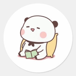 Panda And Brownie Bear Couple Doze Classic Round Sticker
