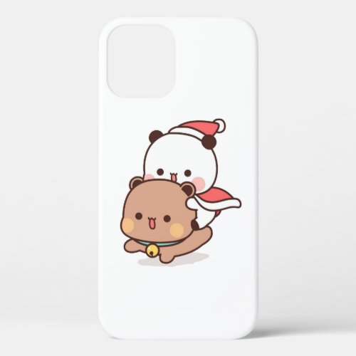 Panda And Brownie Bear Couple Merry Christmas iPhone 12 Case