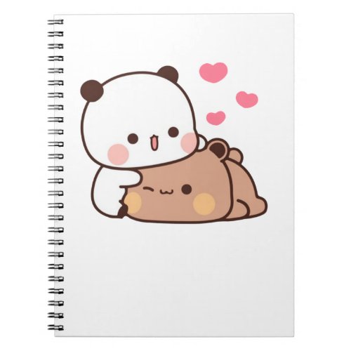 Panda And Brownie Bear Couple  Notebook