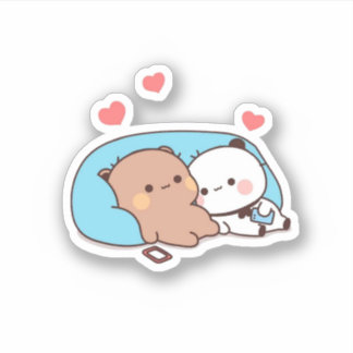 Panda And Brownie Bear Couple Sleep Sticker