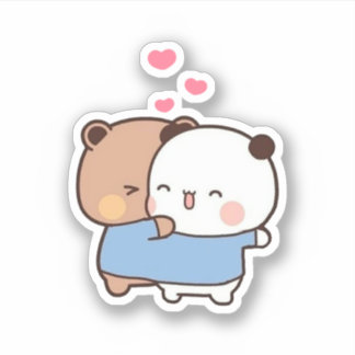Panda And Brownie Bear Couple Sticker