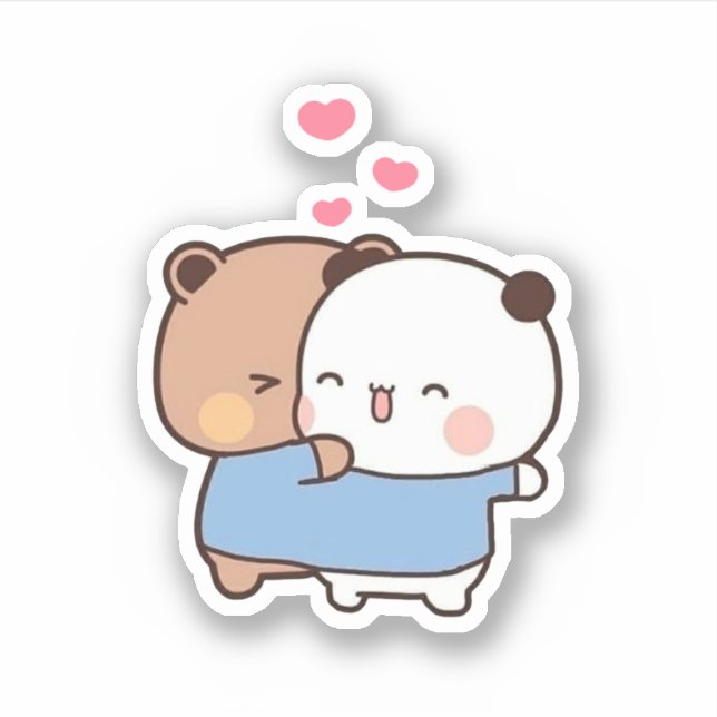 Panda And Brownie Bear Couple  Sticker (Front)