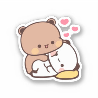 Panda And Brownie Bear Couple Sticker