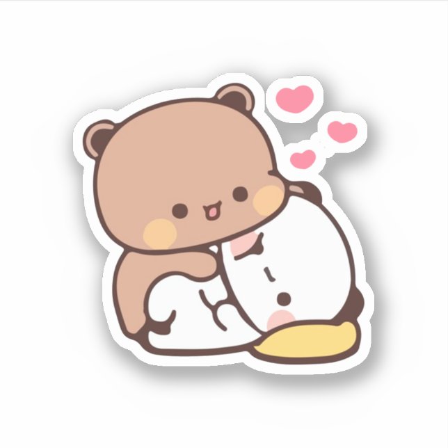 Panda And Brownie Bear Couple  Sticker (Front)