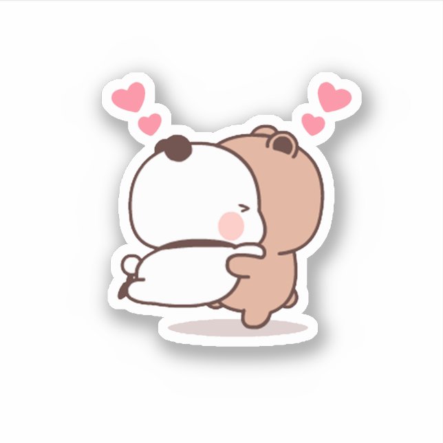 Panda And Brownie Bear Couple Sticker (Front)