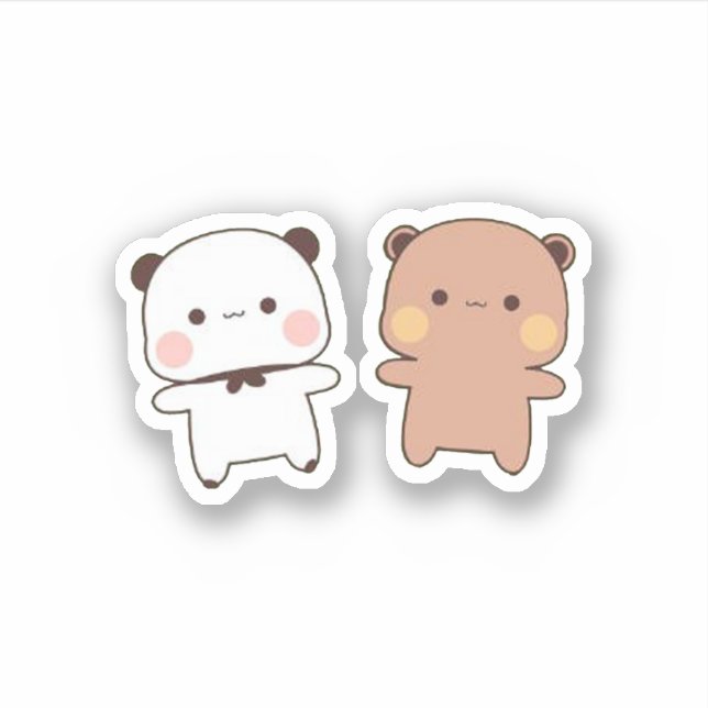 Panda And Brownie Bear Couple Sticker (Front)