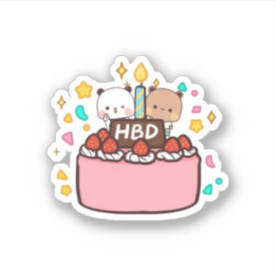 Panda And Brownie Bear Couple Sticker