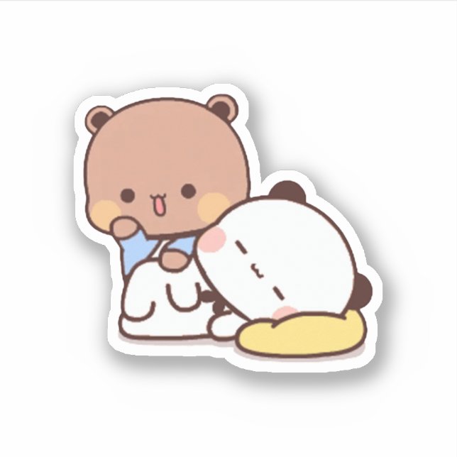 Panda And Brownie Bear Couple Sticker (Front)