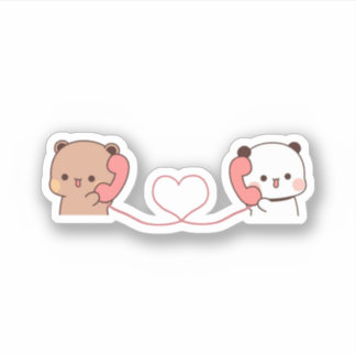 Panda And Brownie Bear Couple Sticker