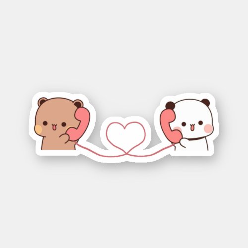 Panda And Brownie Bear Couple Sticker