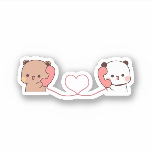 Panda And Brownie Bear Couple Sticker (Front)