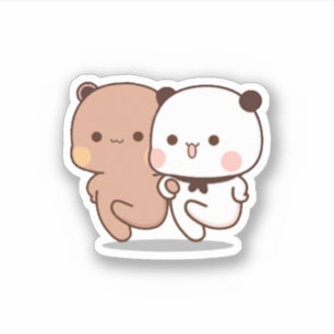Panda And Brownie Bear Couple Sticker