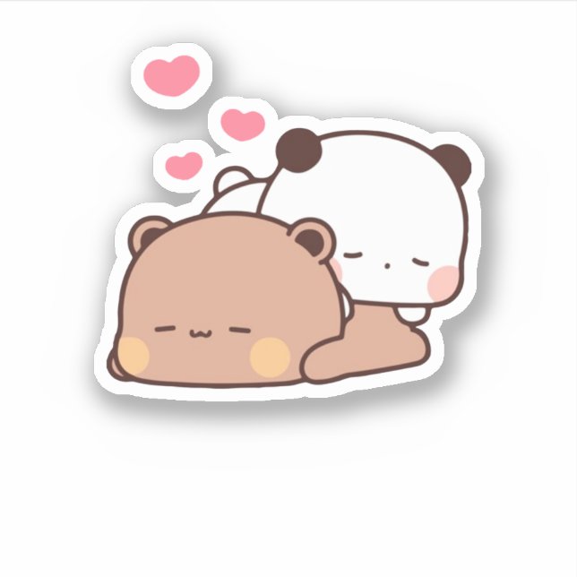 Panda And Brownie Bear Couple  Sticker (Front)
