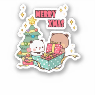 Panda And Brownie Bear Couple Sticker