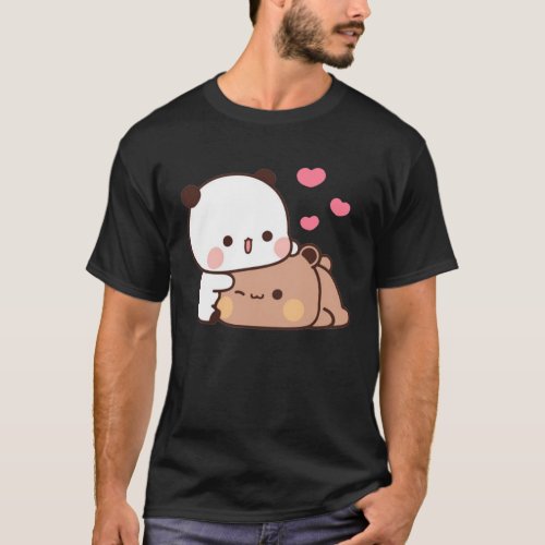 Panda And Brownie Bear Couple  T_Shirt