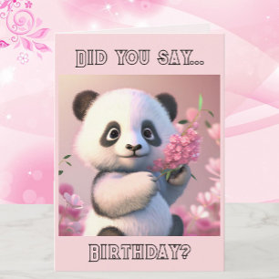 Panda and Cherry Blossoms Custom Birthday Card