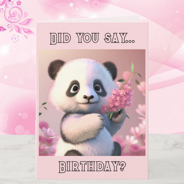 Panda and Cherry Blossoms Custom Birthday Card (Creator Uploaded)