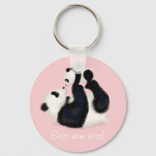 Panda and cub 'Best mum ever' key ring