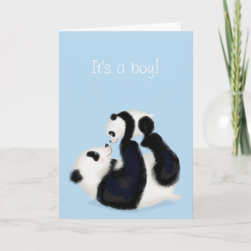Panda and cub Its a boy new baby card