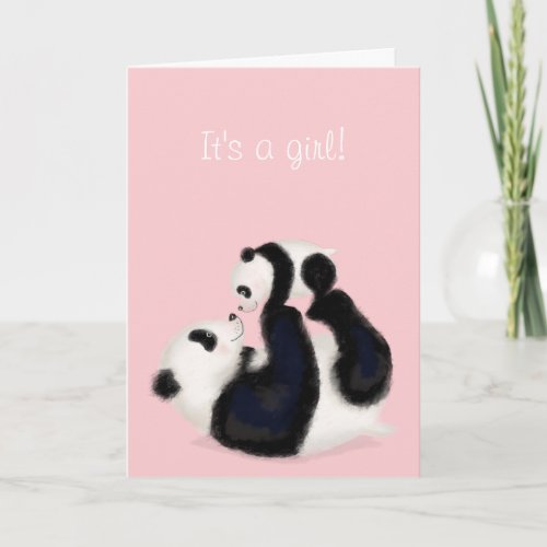 Panda and cub Its a girl new baby card