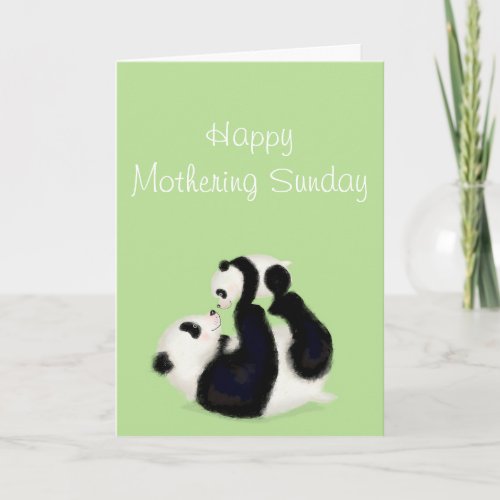 Panda and cub Mothering Sunday card