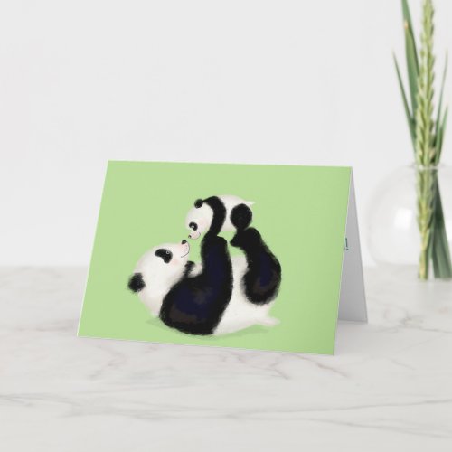 Panda and cub new baby card