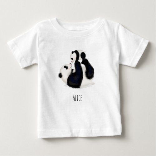 Panda and cub personalized baby T_shirt