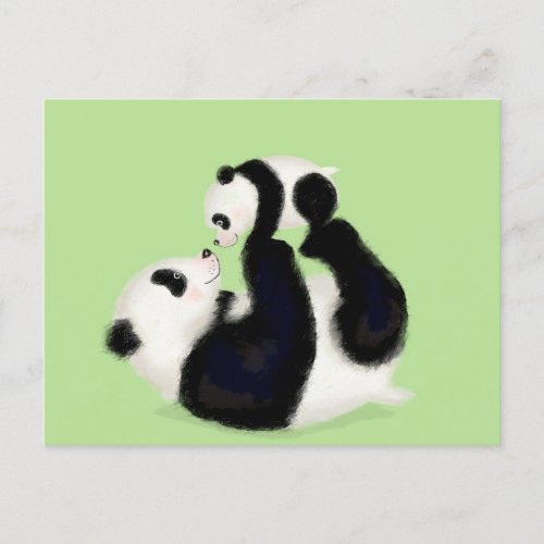 Panda and cub postcard