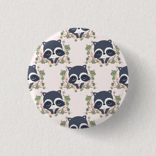 Panda And Flower Tattoo Button